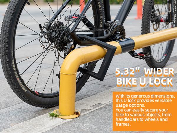 ROCKBROS Bike U Lock Heavy Duty Anti Theft Carbon Steel Bicycle Lock Suitable for Road, Mountain, and Scooter Bikes