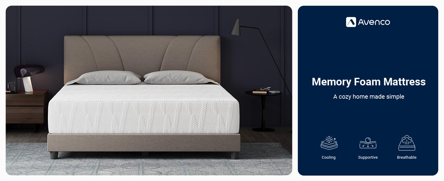 SummerVibes  Gel Memory Foam Mattress – Pressure Relief & Motion Isolation, Breathable Medium Firm Comfort  5/6/8/10/12/14 Inch Twin/Full/Queen/King Mattress