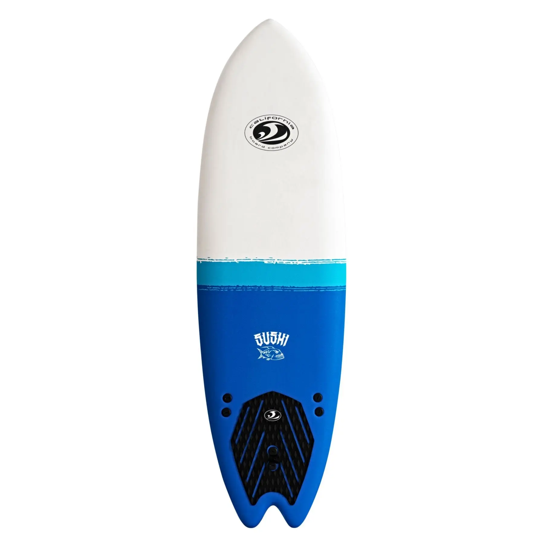 California Board Company Sushi 6'2" (74 in) Fish Soft Surfboard for Fish Surfing, 5.5 lbs Lightweight, Custom Molded EPS Core, 3 Heat Laminated Wood Stringers, Tri-Fin System, Neoprene Padded Ankle Leash & Strap - Ankle Leash Surfboards