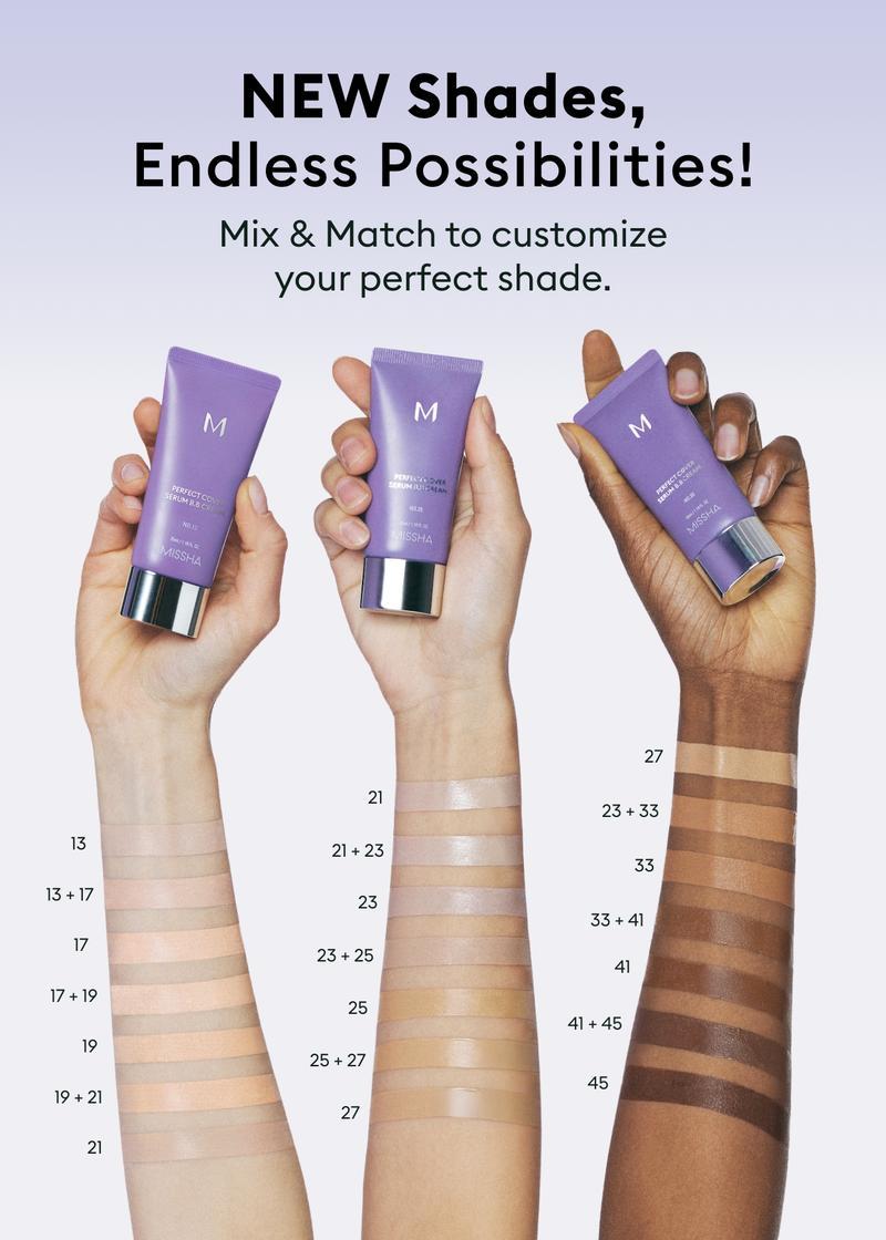 [MISSHA Official] VIRAL BB DUO! M Perfect Cover Serum BB Cream Bundle - Bifida Ferment Lysate Serum-Infused BB Cream Bundle for Anti-Aging Skin Rejuvenation, Skin Tint, Tinted Moisturizer,Glass Skin CardiBB OGBB PurpleBB