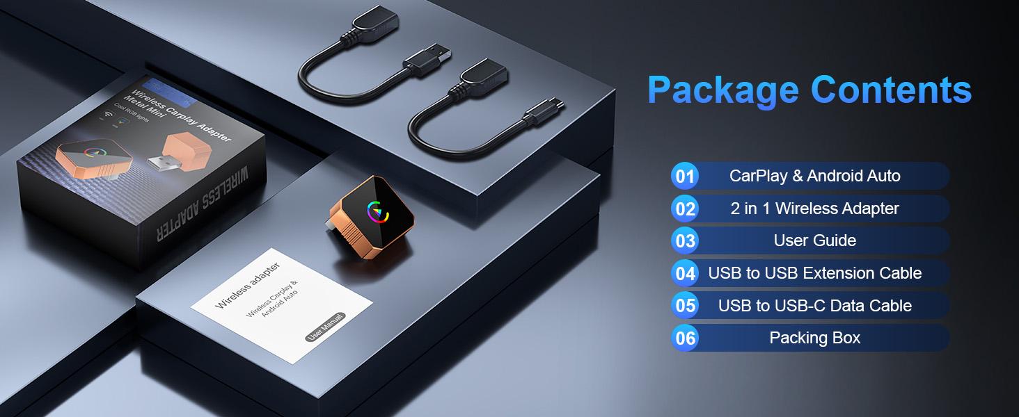 [Christmas Picks with CarPlay] Mini Orange Cube Pro 3.0 Wireless CarPlay & Android Auto Adapter 2026– Plug & Play, Fast Auto-Reconnect