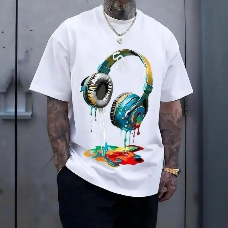 Men's Slim Fit 100% Cotton Casual Classic Printed Short-Sleeve Graphic T-Shirt - Eco-Friendly Dyeing, Soft Fabric, Chinese New Year Themed, Peel-Free Art, Versatile Streetwear, Pairs with Jeans/Shorts, Unisex Mens Clothing