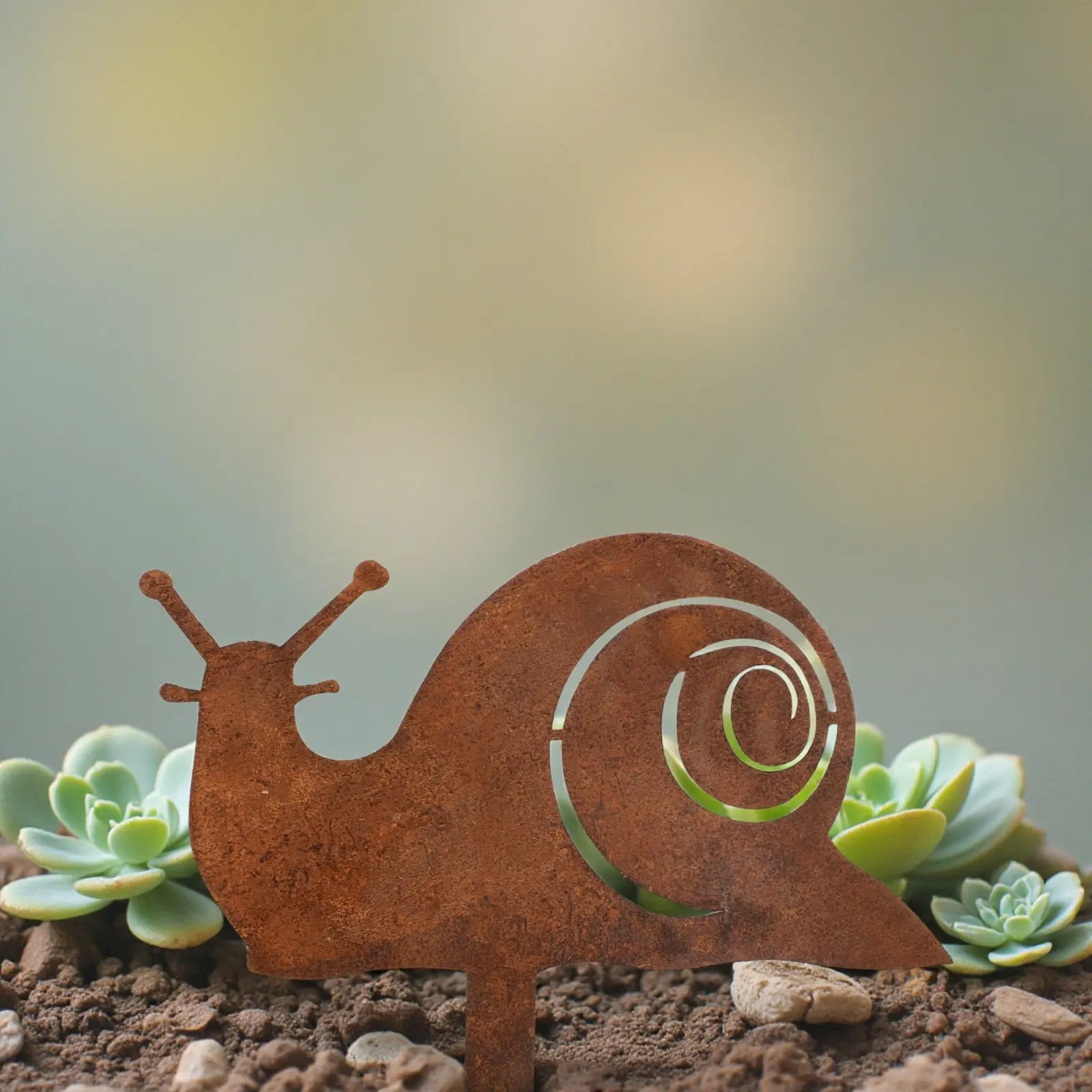 Rusty Snail Garden Decoration – Metal Lawn Ornament,Garden Statue,9.8in x 8.4in indoor Outdoor home Garden Sculpture,Gift for Patio,Yard,Fence,Plant decor