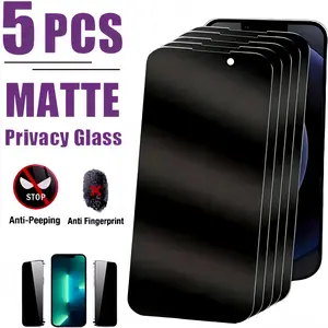 5-pack privacy screen protectors, compatible with iPhone 16 Pro Max, 15, 14, 13, 16, 17 Air, 16E, 17 Pro Max, scratch-resistant, fingerprint-resistant, 9H hardness, full-screen coverage, compatible with phone cases, anti-fingerprint, bubble-free