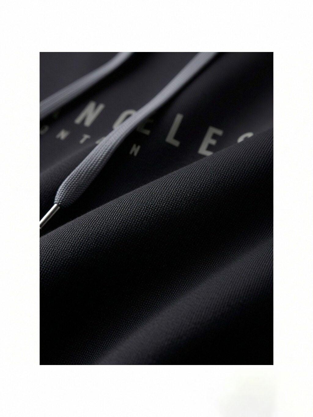 Men's Los Angeles Downtown Pattern Hoodie | Black and Gray Colorblock Pullover, Contrast Color Hood, Long Sleeve Letter Print, Soft Casual Sweatshirt, Suitable for Everyday, Street, Travel Wear