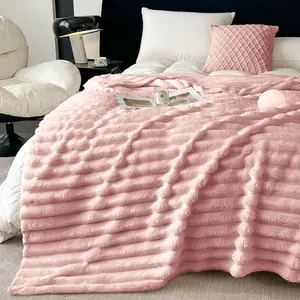 Striped Soft Cozy Fluffy Warm Blanket,Plush Fuzzy Blanket,Sofa Blanket,Machine Washable Office Bed Couch Camping Travel Nap Blanket,Striped Pattern Gift Blanket, 40x60 Throw 60x80 Twin  90x90 Queen 108x90 King,Light Weight
