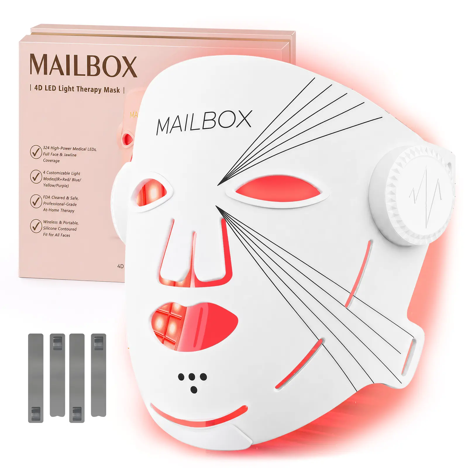 Cordless Red-Light-Therapy-Mask, 4 Light Modes with 850nm NIR & 660nm Red, 1500mAh Rechargeable LED Face Mask for Home Skincare & Travel, Summer Beauty Gifts, back to school,back to school haul