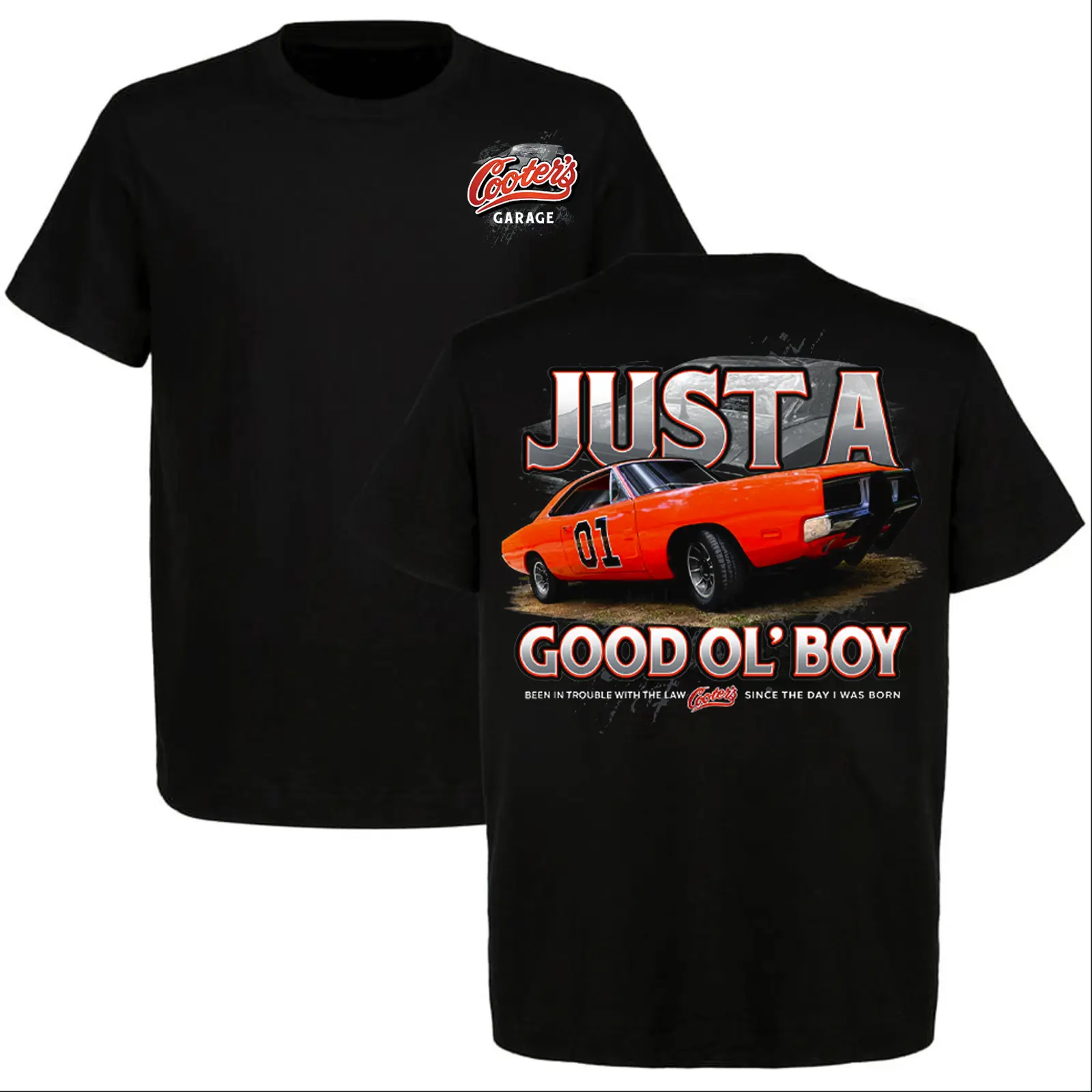 Women's Fitted Cotton Short-Sleeve Round Neck Top T-Shirt - "Just A Good Ol’ Boy" General Lee 01, 1979 Dukes of Hazzard Retro Apparel, Ideal for Classic TV Lovers, Suitable for Thanksgiving Easter, Shortsleeve, Tshirt, Valentines Day, Retro Vintage