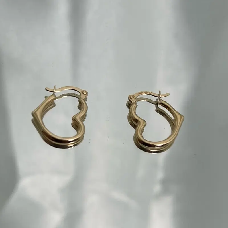 14k Gold Heart Hoop Earrings Small and Elegant Design for Everyday Wear