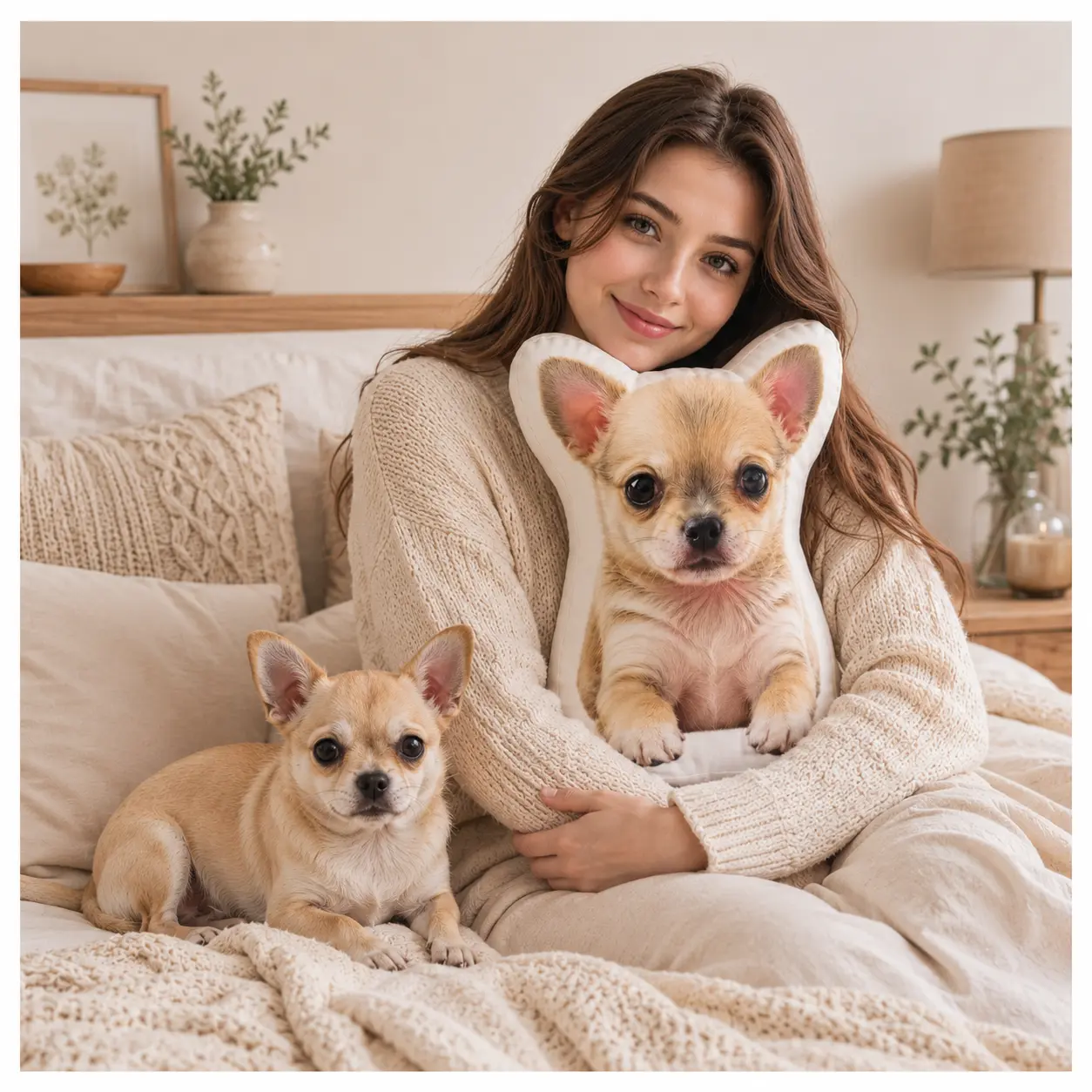 Custom Pet Shaped Cotton Soft Plush Pillow - Skin-Friendly, Photo Print, Fade-Resistant Double-Side 3D Printing, Customizable Face/Character/Animal Motif Standard Pillow for Birthday, Christmas