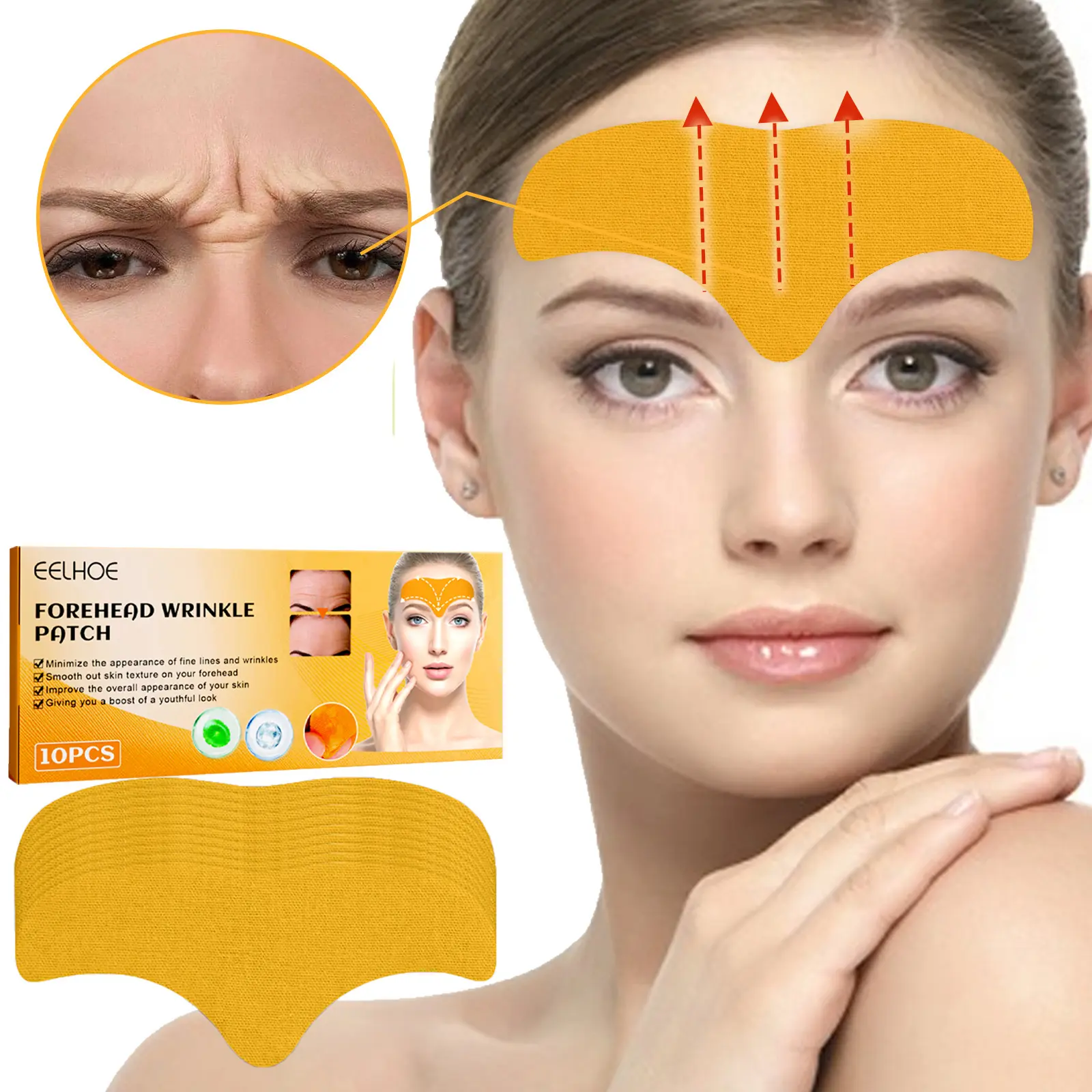 Women's Collagen Forehead Wearable Patches - 10pcs/Box Beauty Products, Moisturizing, Soft & Delicate Luster, Lifting & Firming Skin Care Kits for Youthful Skin (Easy to Apply)