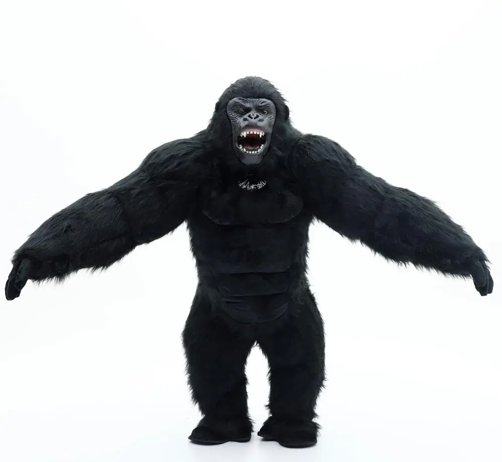 Inflatable Gorilla Costume for Adults, 2.6m Giant Plush Mascot Jumpsuit with Fan & Vest for Halloween, Christmas, Festival Party, Festival Costume, Cosplay, Thanksgiving, Costume Ideas