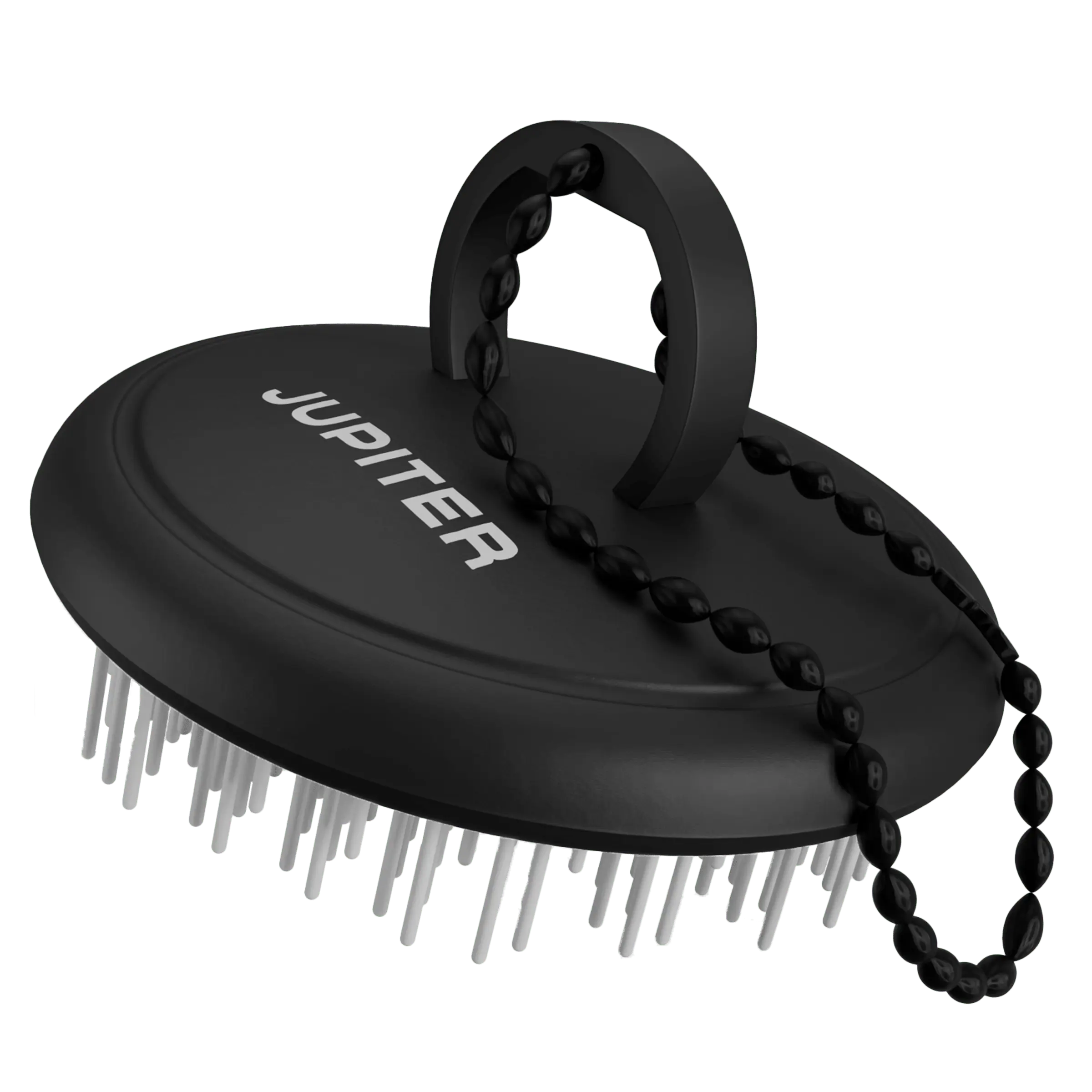Jupiter Exfoliator Scalp Brush for Removing Dandruff & Build-Up - Detangling Scrubber for Wet or Dry Hair - Supports Circulation & Growth - Black