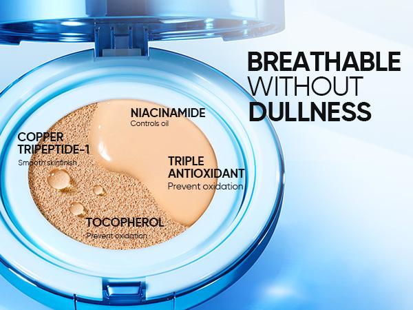 [New Shade Launch] SKINTIFIC Velvet Matte Cushion Foundation Blue Ultra Cover Powder Foundation, 12h Oil-Control, Lightweight, Long-Lasting, Waterproof Korean Cushion Makeup