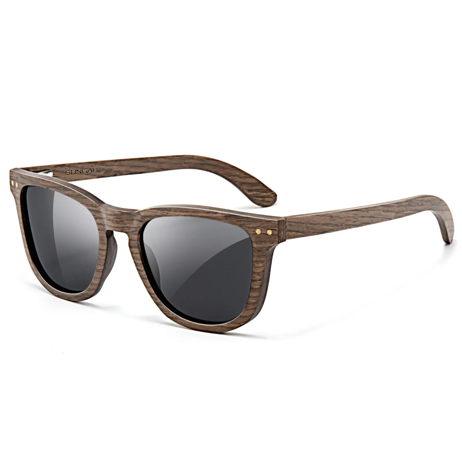 SUNGAIT Handcrafted Wooden Sunglasses for Men Women Vintage Square Polarized UV protection Sun Glasses Retro Lightweight Shades With Case 301