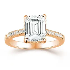 1.8Ct Emerald Cut Diamond Option Rose Gold Engagement Ring