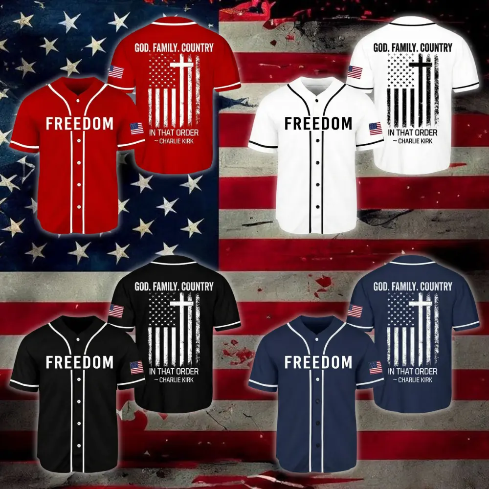 V3 FREEDOM Charlie Kirk Memorial Baseball Jersey