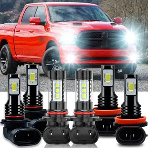 Compatible with 2016-2018 RAM 1500 2500 3500 Faros LED Hi / Lo + Kit de luz antiniebla