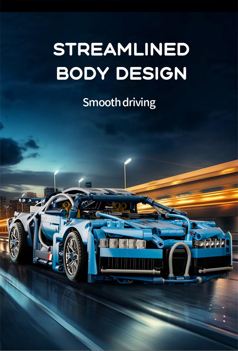 【1:14】 Pink sports car building blocks, assembled sports car, pulled back car, racing car, educational toy car, assembled model, cool birthday gift