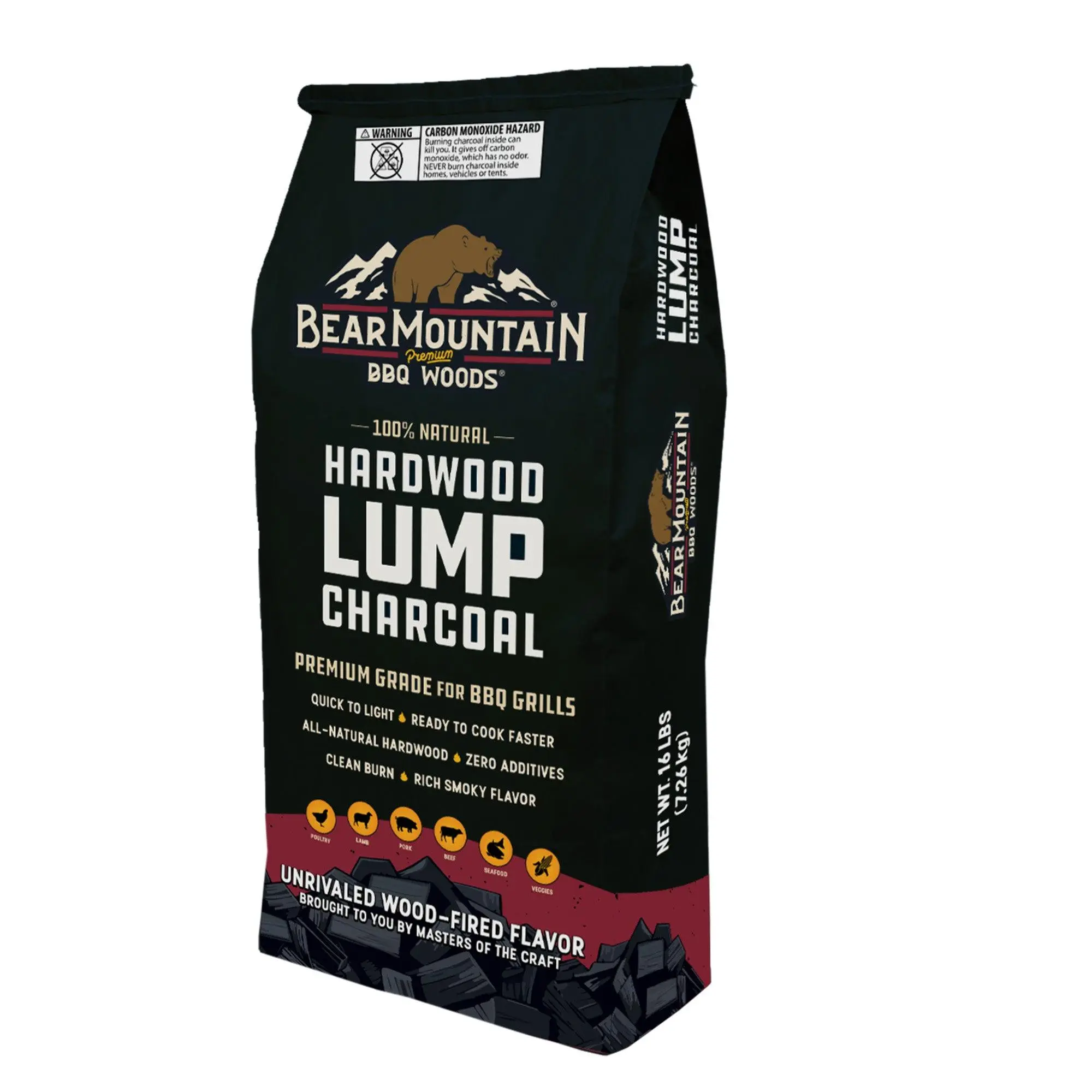 Bear Mountain BBQ Hardwood Lump Charcoal, Premium Grade for BBQ Grills, 16 Lbs