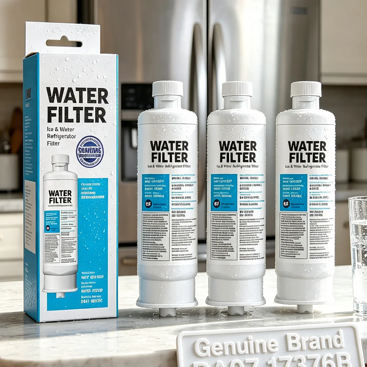 1pc Inline Refrigerator Water Filter Replacement for Samsung DA97-17376B - NSF Certified, No Battery, No Magnets, Chlorine Remover, Lead Remover, 6-Month/300 Gal Capacity, Leak-Proof, 6 Months