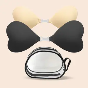Heart-Shaped Waterproof Bikini Swim Bra Pads - Anti-Puckering Silicone Adhesive Cups, 1-Piece Design, Cute Push-Up, Invisible Smooth Style, Seamless Fit, Comfortable Swimwear Accessory