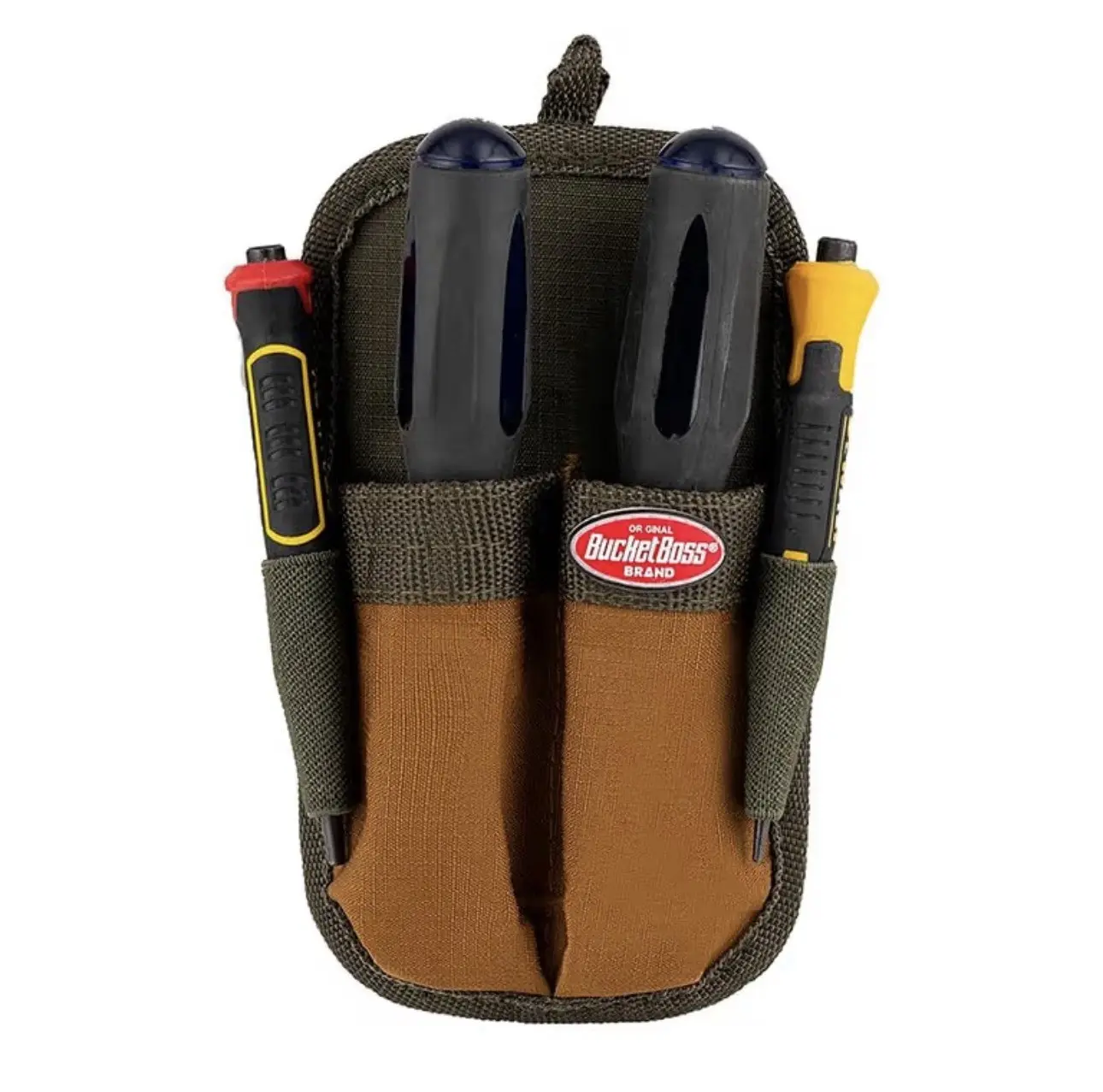 Bucket Boss Tool Pouch, Tool Sheath, Green, Polyester, 2 Pockets 54180 Bucket