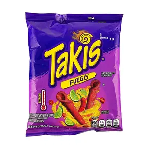 Takis Fuego Hot Chili Pepper Lime Tortilla Chips, 3.25 oz (92.3g) - Spicy & Tangy Snack, Bulk Pack Available