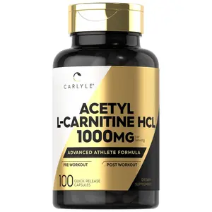 Carlyle Acetyl L-Carnitine HCL | 1000mg | 100 Capsules | Advanced Athlete Formula | Pre-Workout Supplement | Non-GMO & Gluten Free
