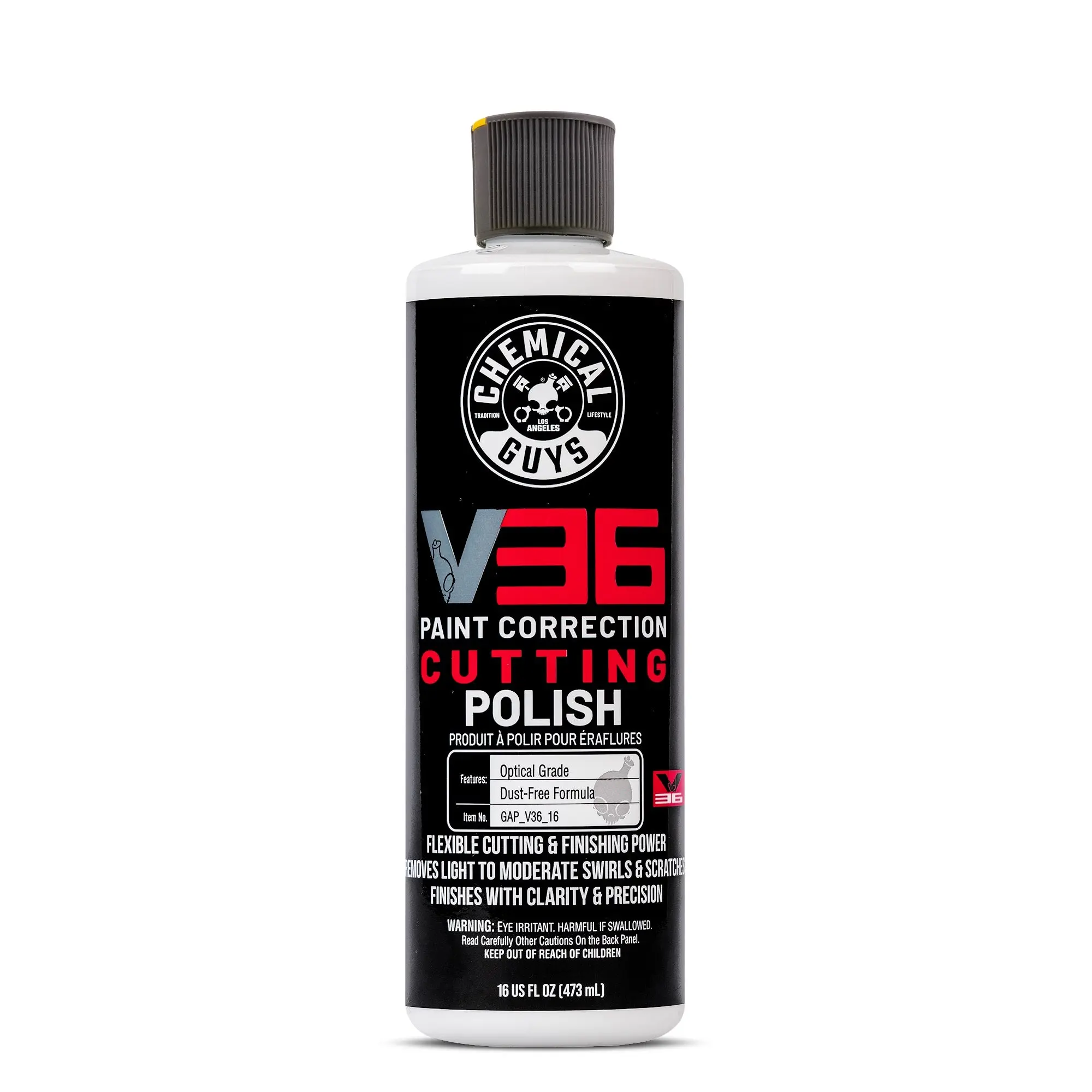 CHEMICAL GUYS V36 Optical Grade Cutting Polish – Advanced Water‑Based Cutting Polish That Removes Light to Moderate Swirls, Oxidation & 2000–2500 Grit Sanding Marks with Precision Micro‑Abrasives, Leaves Clean Gloss Without Fillers or Dust