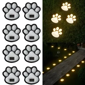 LED light, solar outdoor lamp, solar LED dog paw decorative light, outdoor smart motion-sensor automatic switch warm white lighting, suitable for courtyards, gardens, pathways, room decor, Valentine’s Day, Easter, and creative holiday gifts