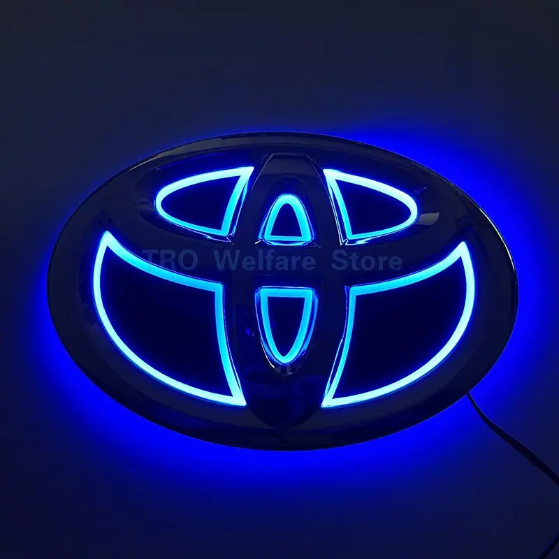 Upgraded 25cm 5D LED Beacon Rear Emblem Light for Toyota Cars, 2W, Plug-and-Play, High Brightness, Futuristic Look, Blue/Red/White Options, Factory Glossy Surface, 3-Min Installation, Long-Lasting, Fits Corolla Camry Prado Alphard