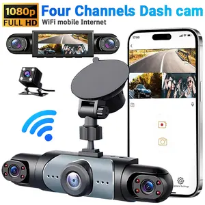 4 Channel Dash Cam WiFi, 1080P FHD Front Rear and Inside Dash Camera for Cars, 360° View Full Coverage, APP Control, Super Night Vision, Loop Recording & Backup Camera, 32GB SD Card Included