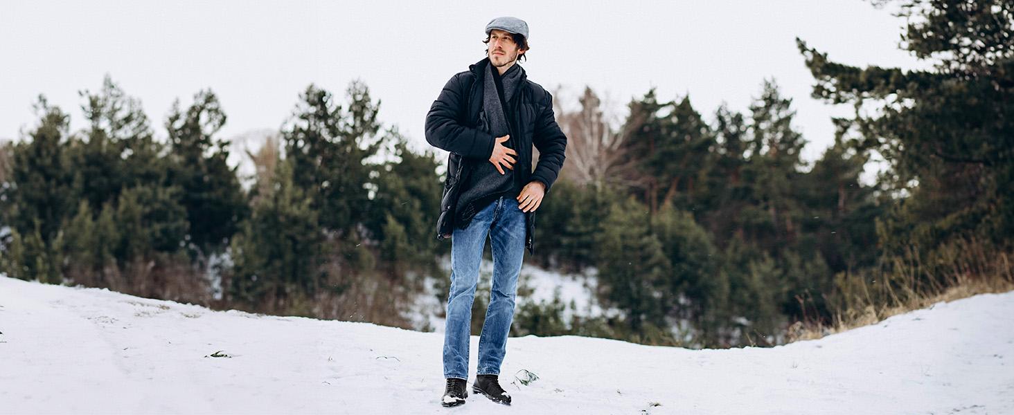 FitVille Wide Winter Boots for Men with Thermal-Reflective Lining & Adjustable Straps for All-Day Comfort and Slip Resistance