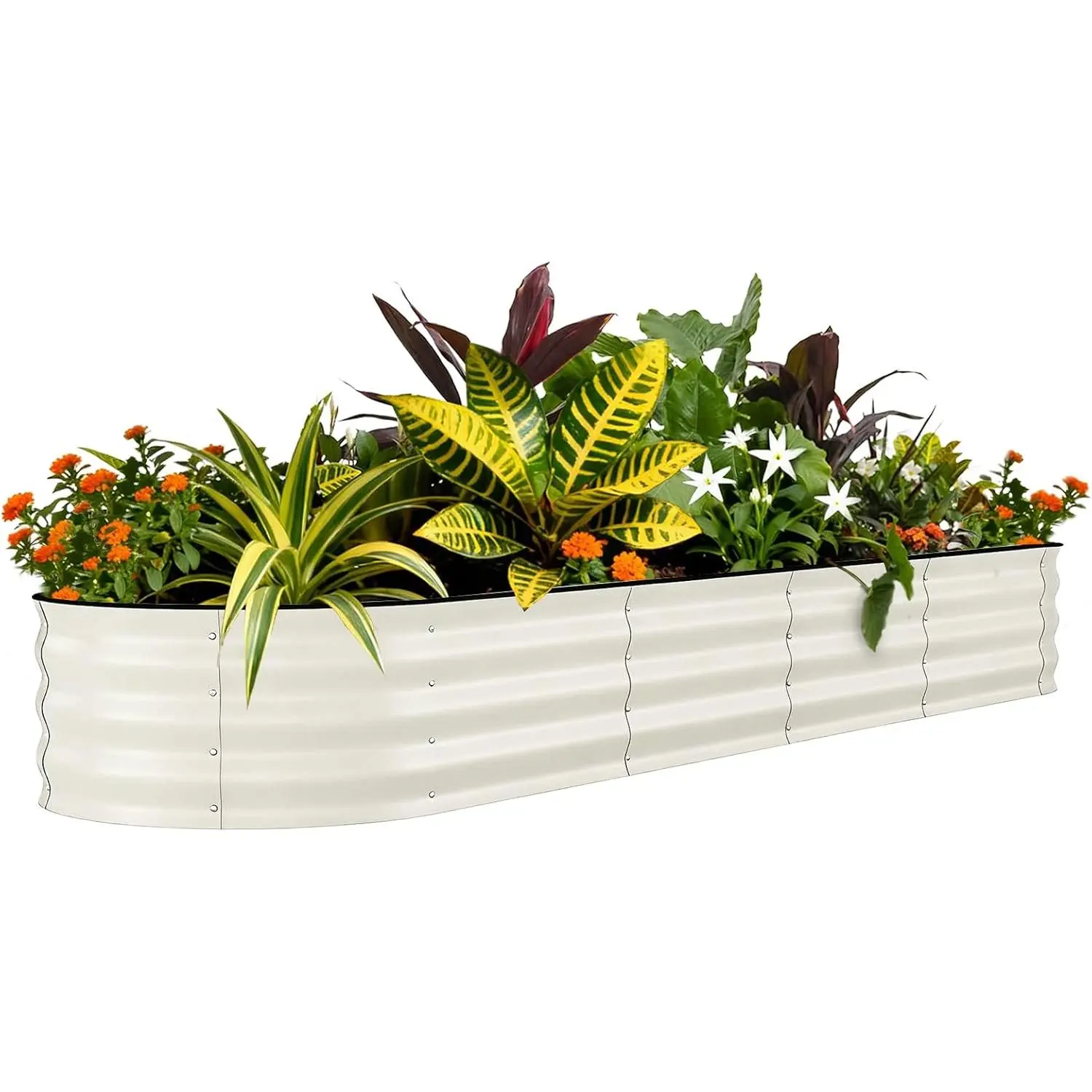 Galvanized Steel Raised Garden Bed, 8x2x1.5 ft 18" Tall Beige Metal Planter Box with 0.6 mm Thick Modular Design, Rust Resistant, Easy Assembly, Outdoor Garden Accessory, Free Gloves & Tools