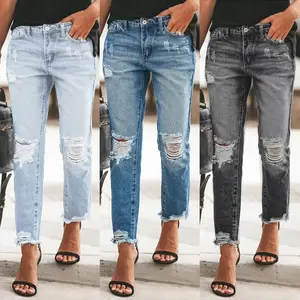 2026 Women'S Boyfriend Jeans Stretchy Ripped Distressed Denim Pants S-2XL