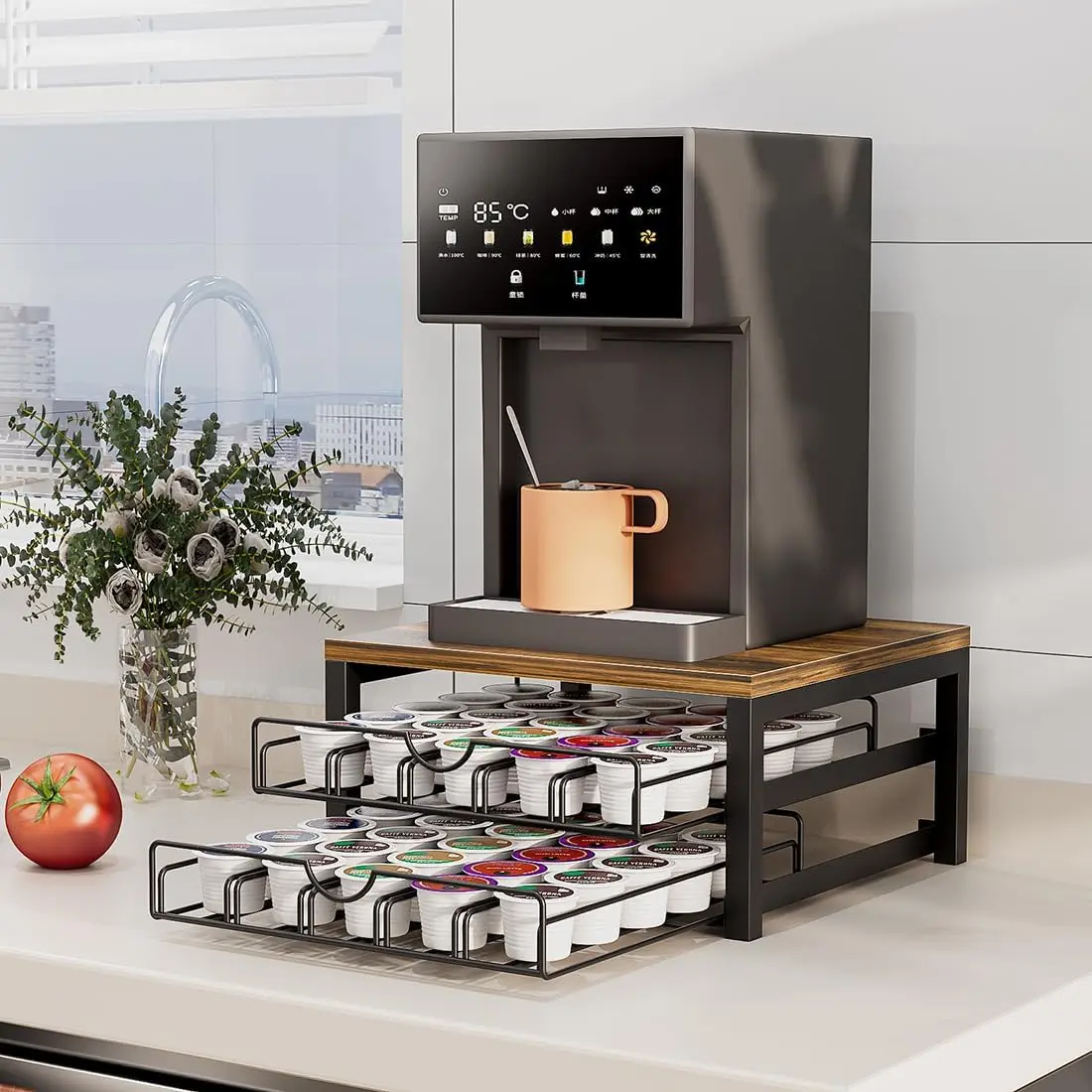 Coffee Pod Holder For Counter, Coffee Pod Drawer for Keurig Pod Storage Drawer Holder, 50 Capacity Pods Storage Organizer for Keurig Pod Storage with Sliding Baskets for Coffee Station Deals For You Days