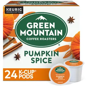 Green Mountain Coffee Roasters Pumpkin Spice Coffee - Light Roast Flavored Coffee - Fall Coffee Drink - Keurig K-Cup Pods - High Box Count