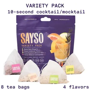 SAYSO Tea Bag Non-Alcoholic Cocktail and Mocktail Mixers - 8 Drinks - Low Sugar & Calorie - Keto Friendly - Ready in Seconds - Tasty Beverage - Real Powdered Ingredients - On-the-Go