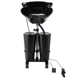 VEVOR Portable Shampoo Bowl,  , Shampoo Sink for Washing Hair with Electric Pump, Includes 2 Buckets 2 Showerheads, Drain Hose, Height and Angle Adjustable Portable Wash Bowl for Home Salon Use, Black
