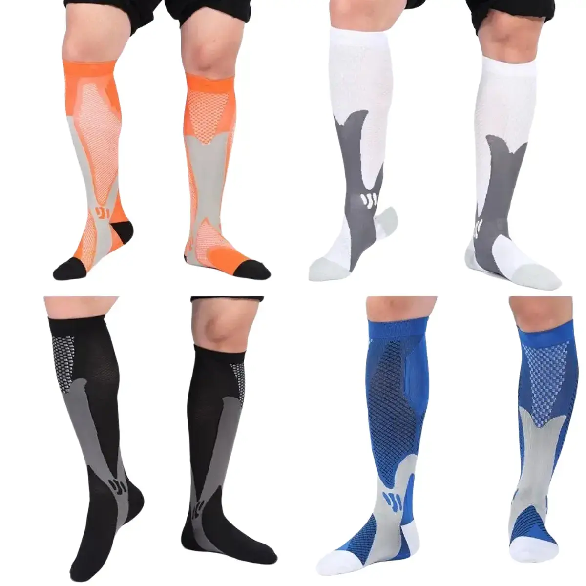 Compression Socks for Men Women Athletic Running Socks Basketball Soccer Cycling Gym Training Performance Ankle Support Long Socks Breathable Moisture Wicking Calf Sleeves for Sports Magic Socks