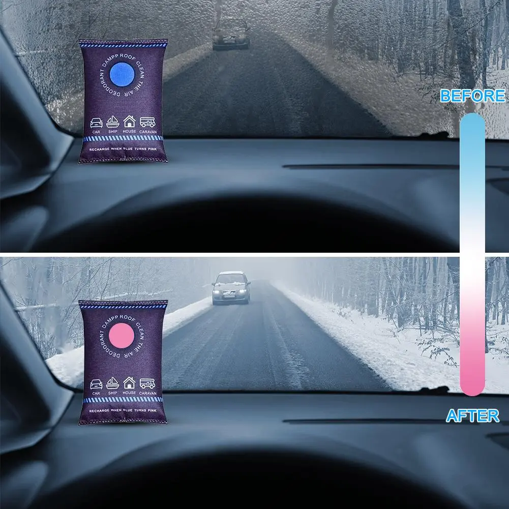Reusable Car Dehumidifier Bag - 100ML Moisture Absorbing Capacity, Eco-Friendly, Long-Lasting, Color Changing Indicator, Prevents Condensation, Maintains Dry Environment for Vehicles, RVs