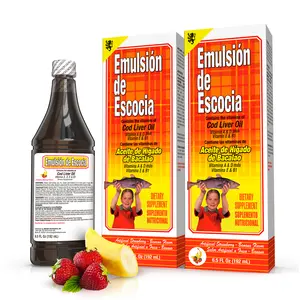 Emulsión de Escocia Cod Liver Oil for Kids, Strawberry Banana Flavor, Omega-3 with Vitamins D & E, Immune & Bone Support, 15.3 fl oz (2-Pack), Immunity Boost, Two Bottles