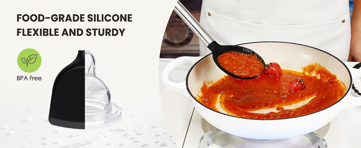 Large Cooking Utensils Set, 35 Pcs Spatula Set with Holder, Silicone Kitchen Utensils Set with Stainless Steel Handle, Cheese Grater, Scissors, Ice Cream Scoop, Pizza Cutter Kitchen Gadgets (Black) Cover Lightweight