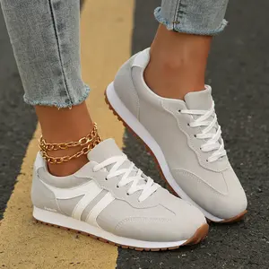 Women's Suede Sneakers Fashion Lace-Up Colorblock Casual Daily Shoes