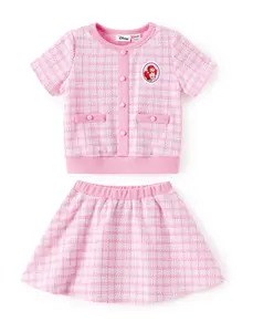 PatPat Disney Princess Ariel Little Mermaid Toddler Girls 2-Piece Pearl Button Knit Top & Tweed Skirt Set for Ages 2-9 Years Cute Minnie SpringGlowUp RefreshedLook