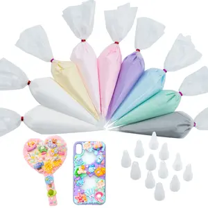 Decoden Cream Set Fake Whipped Cream Glue Kit Simulation Frosting Whipped Clay for Craft & DIY Projects with Piping Tips for Easy Application