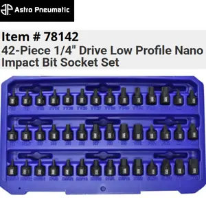 Astro Tools 42 pc 1/4" Drive Low Profile Nano Impact Socket Set