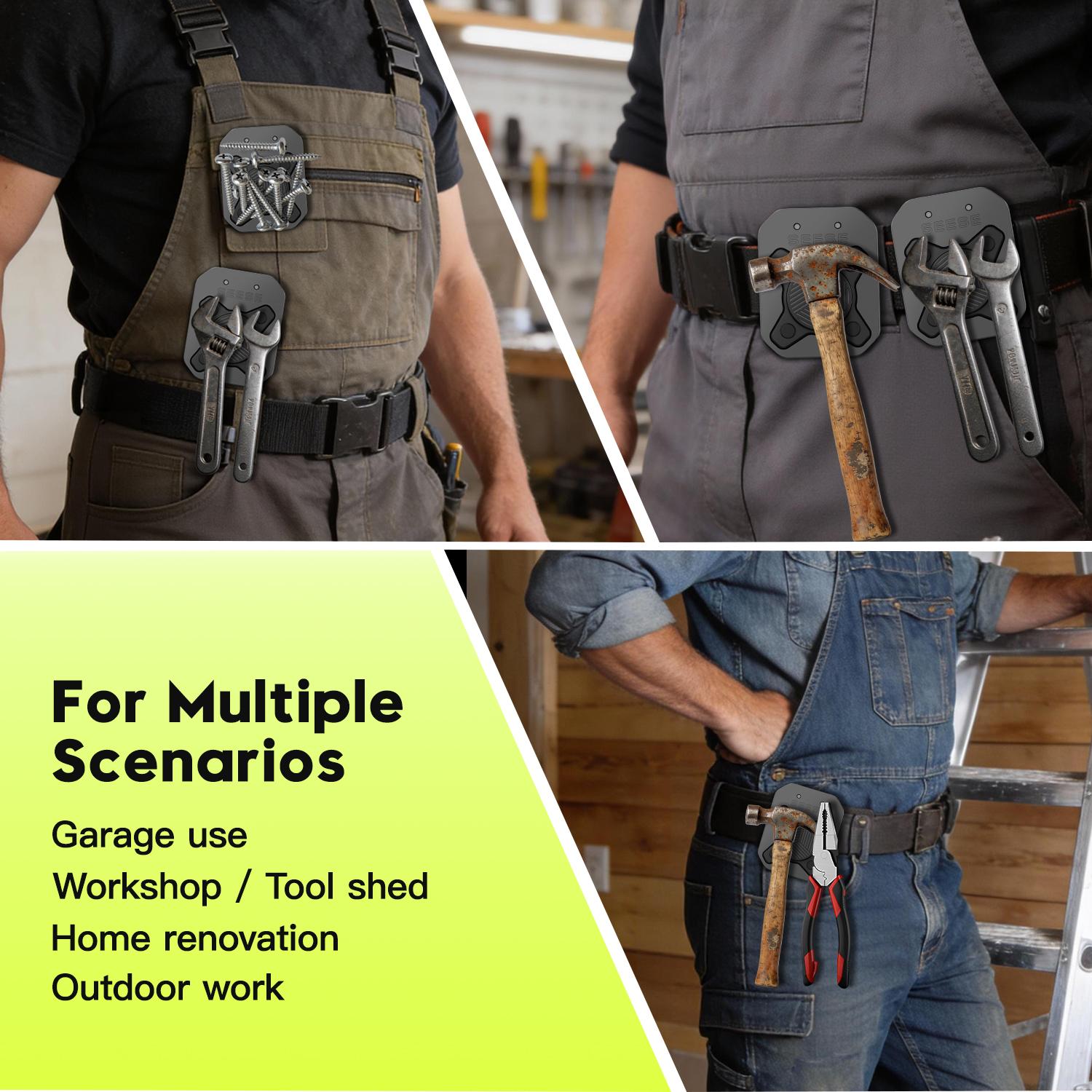 SEESE Magnetic Tool Holder-Clip-On Belt Magnet for Screws,Nails,Hammers,Sockets,Pliers,Screwdrivers,Trowels,Drill Bits,Wrenches &More Heavy Duty