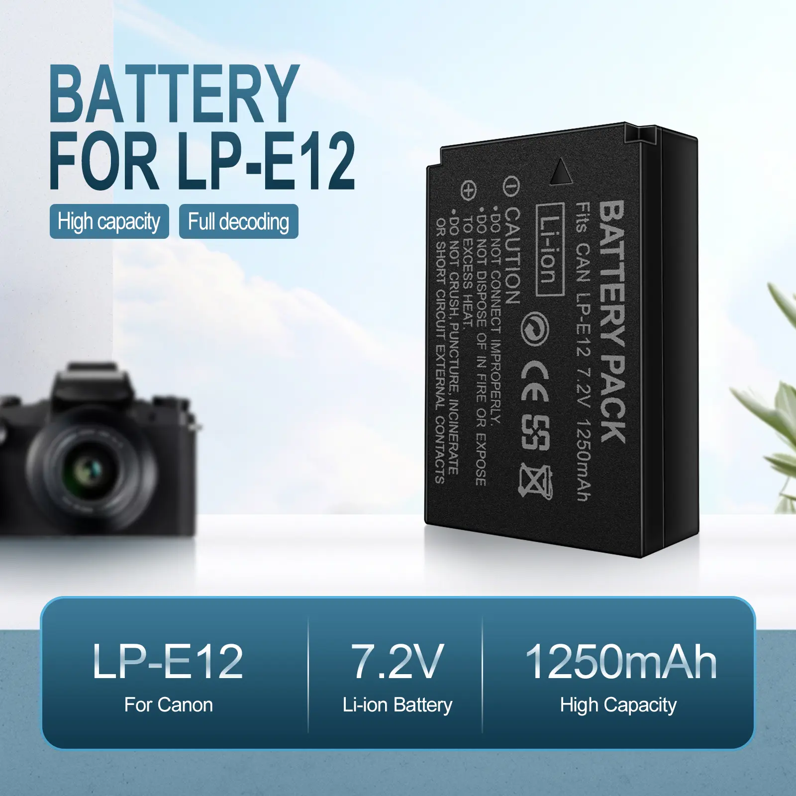 EDEKOY 2 LP-E12 Batteries Compatible with Canon EOS M50, M50 Mark II, M, M2, M10, M100, M200, SX70 HS, Rebel SL1 & G7X Digital Cameras,Vlog kit Photography Equipment Photographic Kit Protection Smartphone